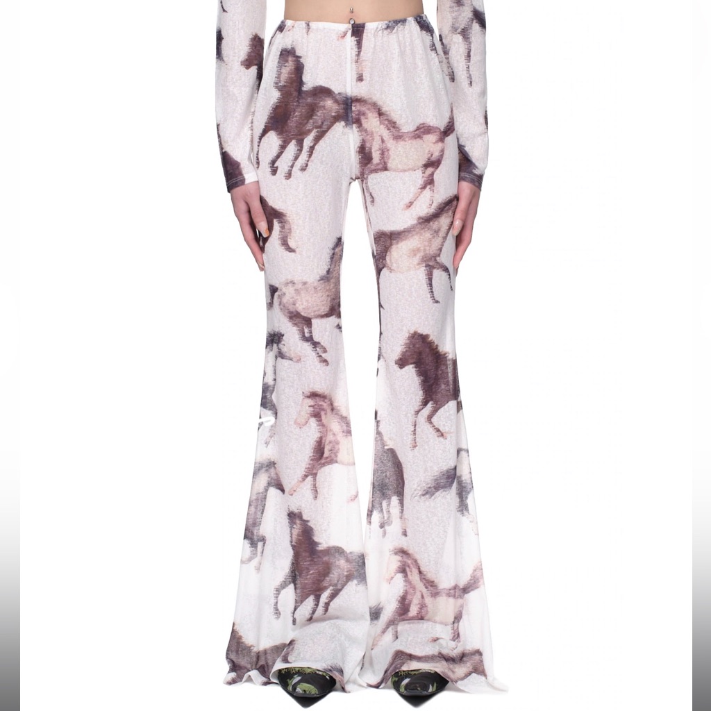 Yuhan Wang Horse Print Flared Trousers